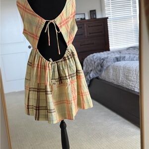Plaid Backless Dress